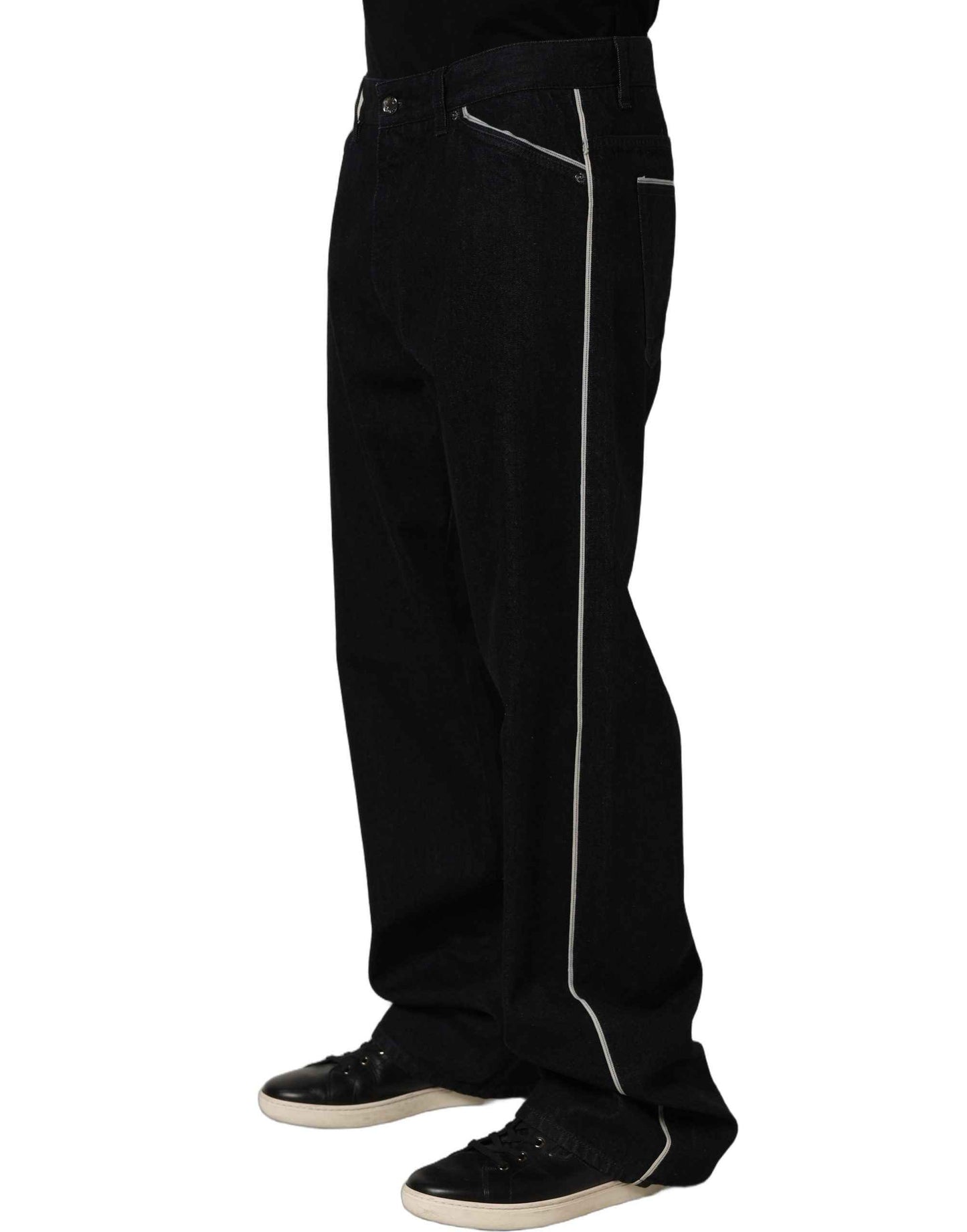 Black Cotton Stretch Straight Men Denim Jeans