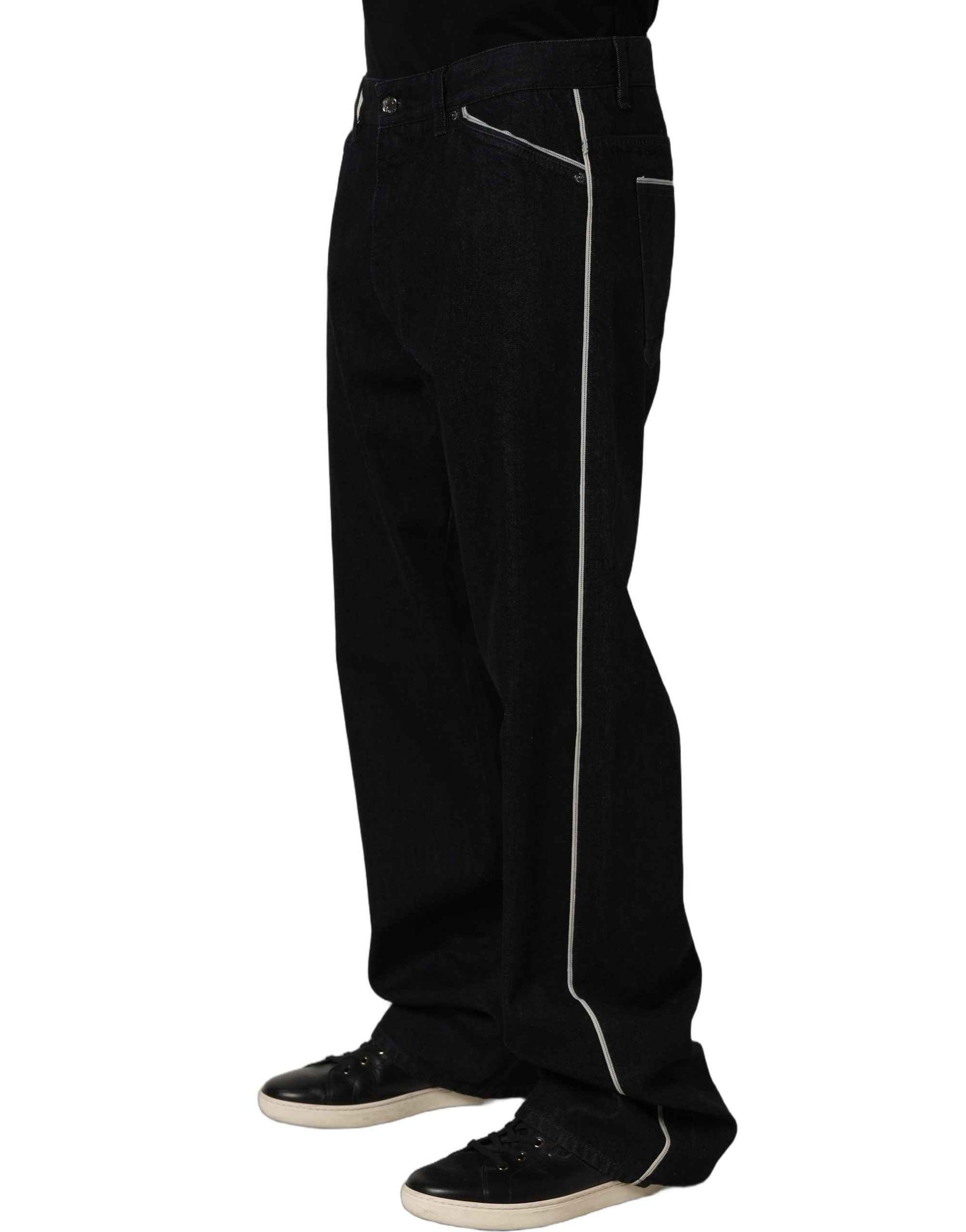 Black Cotton Stretch Straight Men Denim Jeans