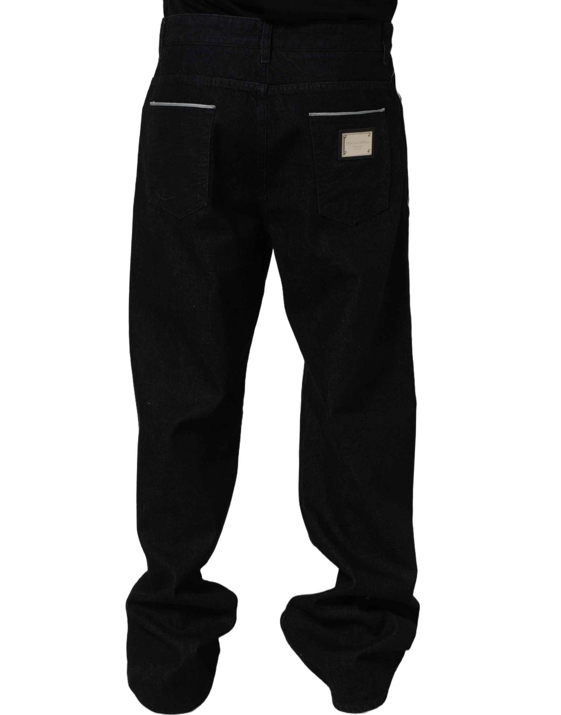 Black Cotton Stretch Straight Men Denim Jeans