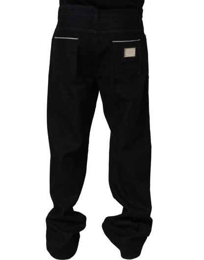 Black Cotton Stretch Straight Men Denim Jeans