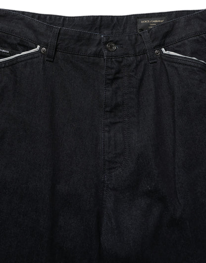 Black Cotton Stretch Straight Men Denim Jeans