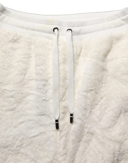 Off White Terry Cotton Plush Men Jogger Pants