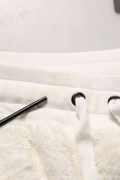 Off White Terry Cotton Plush Men Jogger Pants