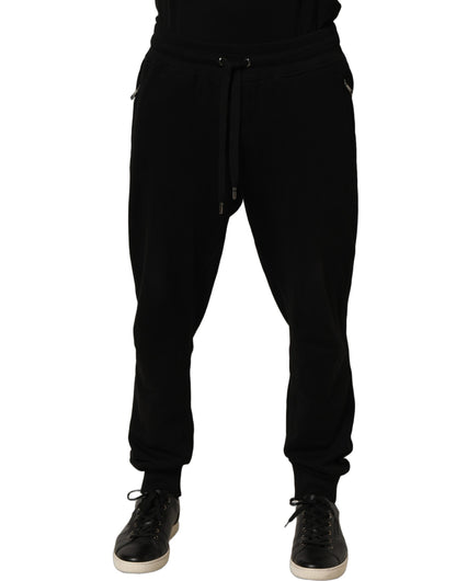 Black Cotton Logo Jogger Men Sweatpants Pants
