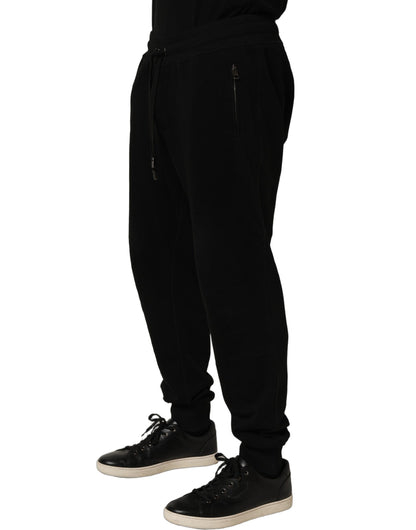 Black Cotton Logo Jogger Men Sweatpants Pants