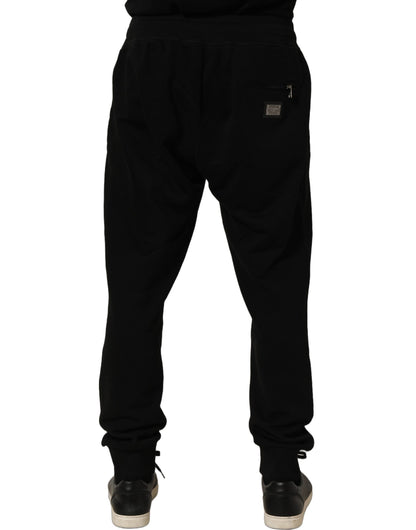 Black Cotton Logo Jogger Men Sweatpants Pants
