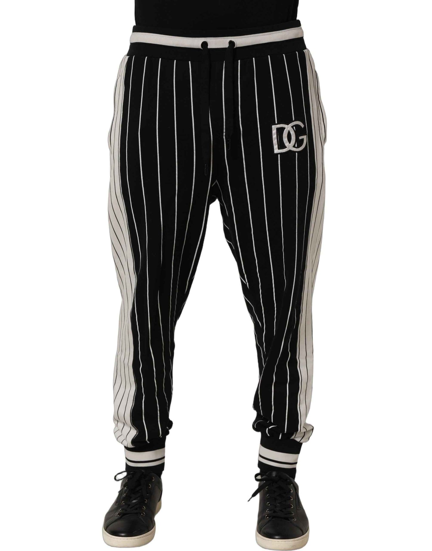 Black Striped DG Patch Men Sweatpants Pants
