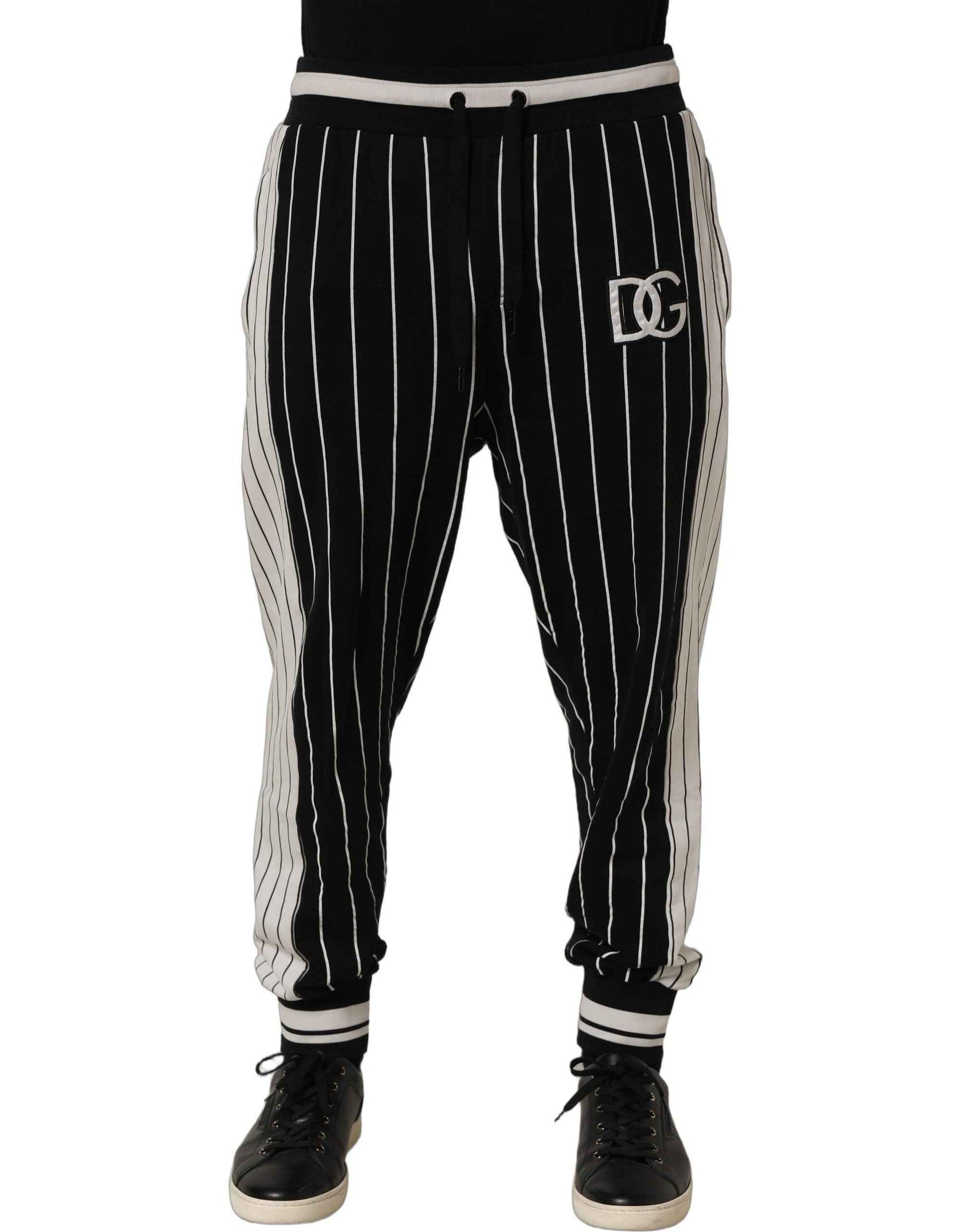 Black Striped DG Patch Men Sweatpants Pants