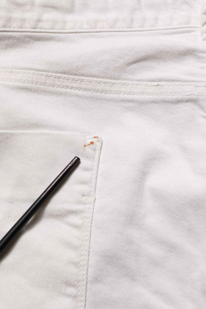White Cotton Slim Pants Men Denim Jeans