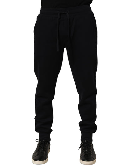 Blue Cotton Drawstring Jogger Trouser Pants