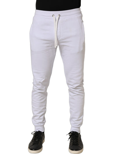 White Cotton Drawstring Jogger Trouser Pants