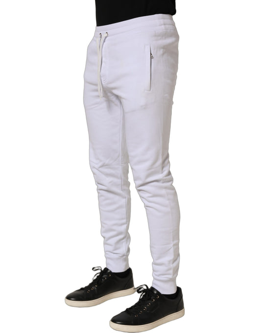 White Cotton Drawstring Jogger Trouser Pants