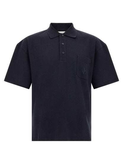 Blue Cotton Polo Shirt