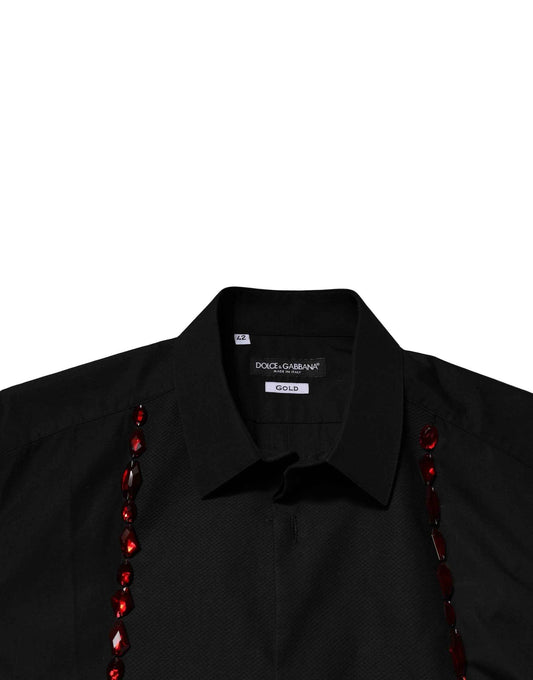 Black Crystal Embellished GOLD Dress Shirt
