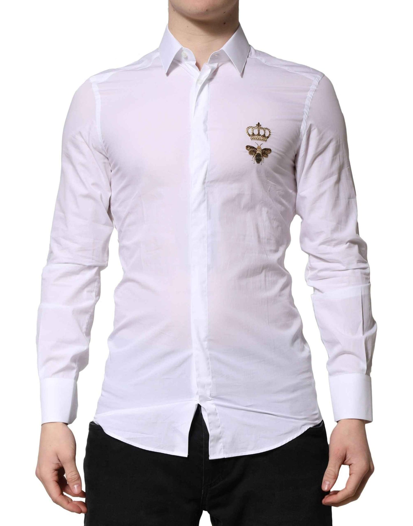 White GOLD Crown Bee Cotton Formal Dress Shirt