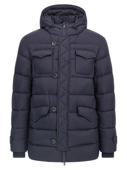 Blue Polyamide Full-Length Jacket