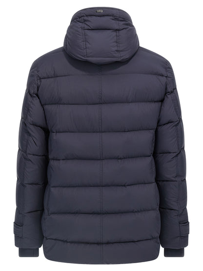 Blue Polyamide Full-Length Jacket