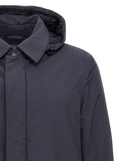 Blue Polyester Parka