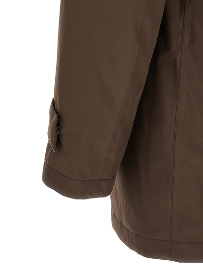 Brown Polyester Parka