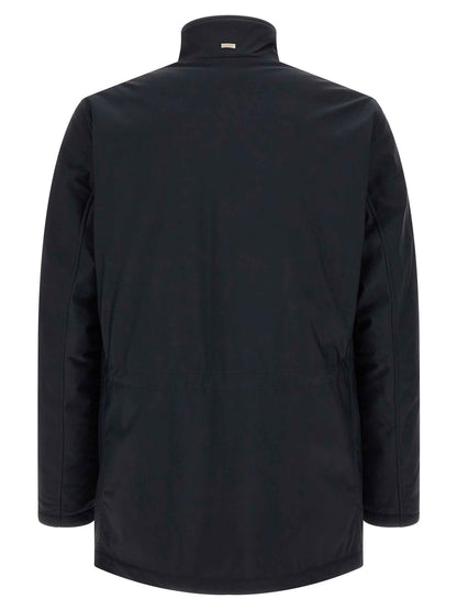 Blue Polyamide Full-Length Jacket