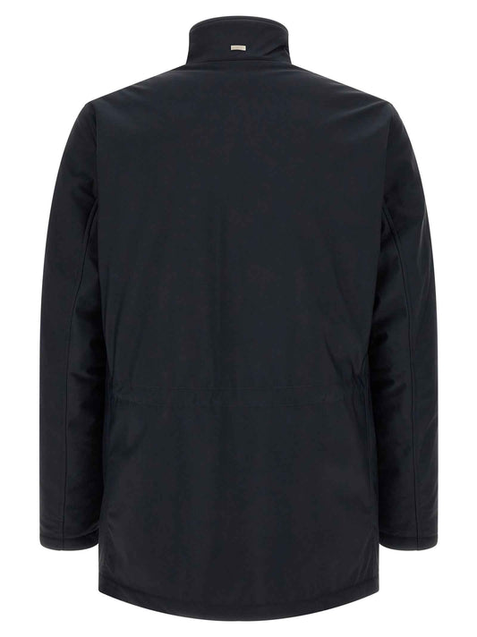 Blue Polyamide Full-Length Jacket
