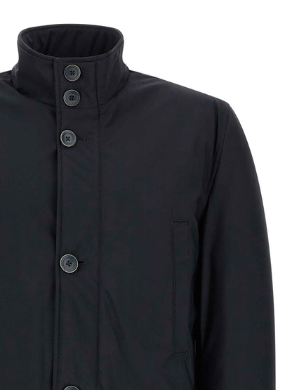 Blue Polyamide Full-Length Jacket