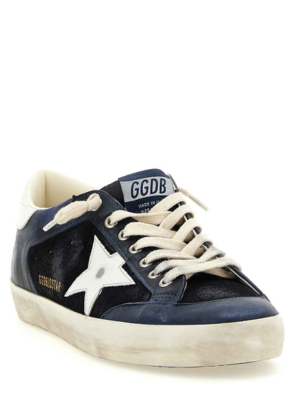 Blue Cowhide Low Top Sneakers
