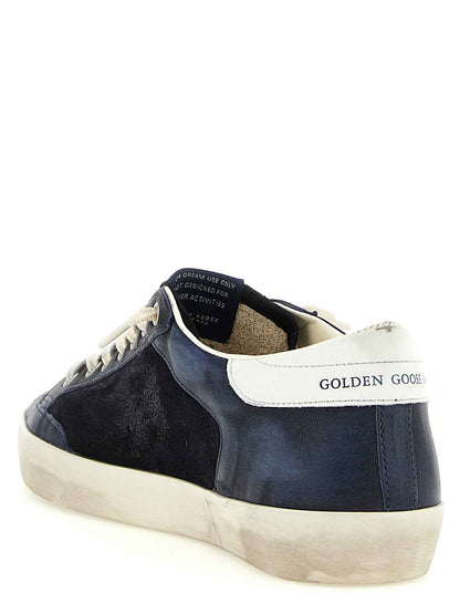 Blue Cowhide Low Top Sneakers
