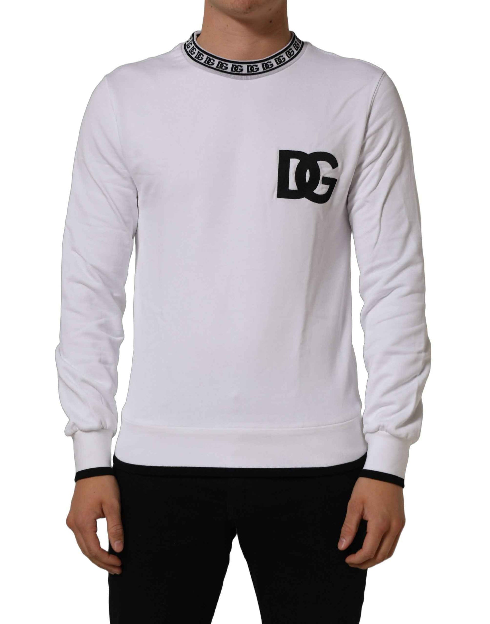 White Cotton Crew Neck Sweatshirt Sweater