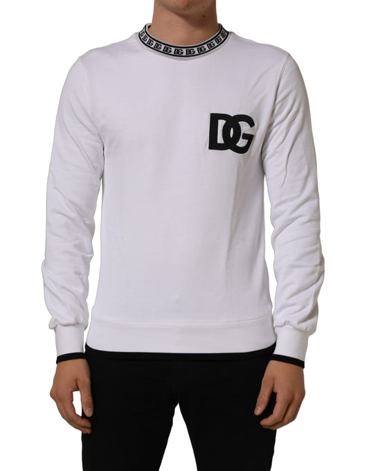 White Cotton Crew Neck Sweatshirt Sweater