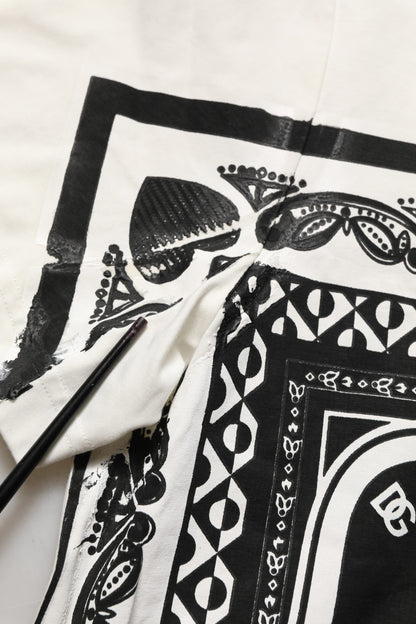 White Bandana Print Cotton Crew Neck T-shirt