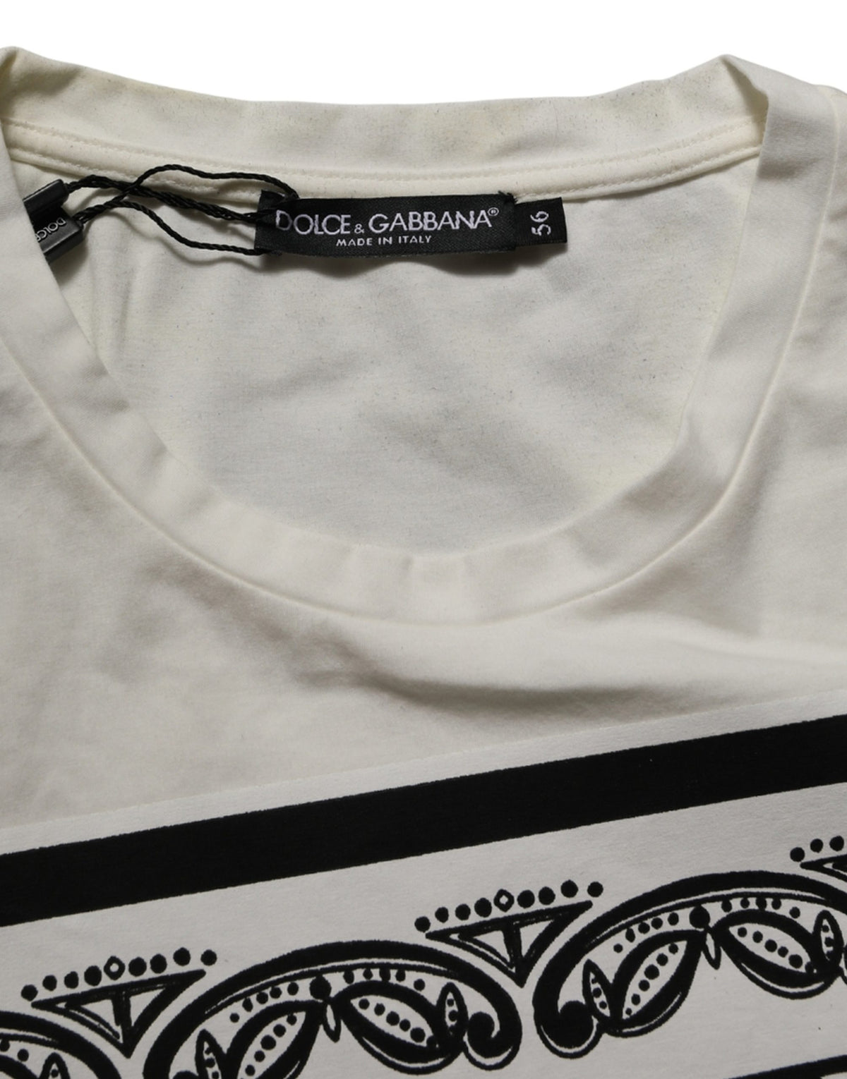 White Bandana Print Cotton CrewNeck T-shirt