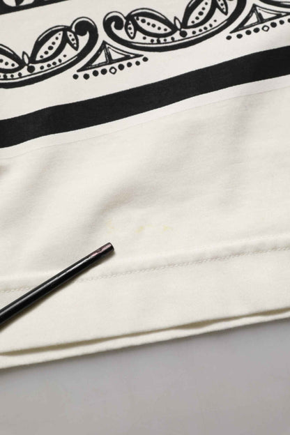 White Bandana Print Cotton Crew Neck T-shirt