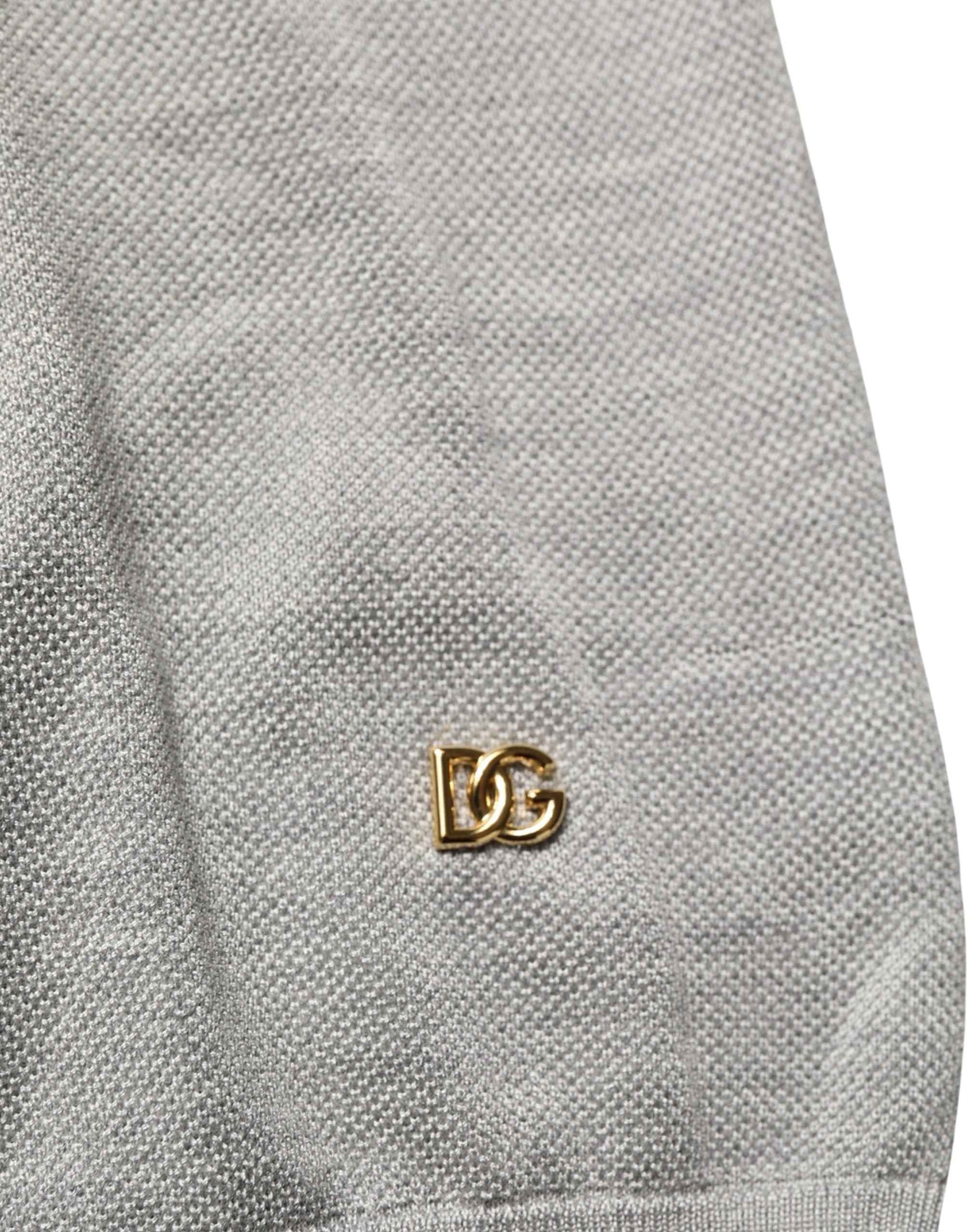 Gray Silk Crew Neck Short Sleeves T-shirt