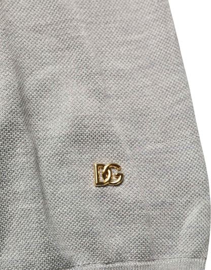 Gray Silk Crew Neck Short Sleeves T-shirt
