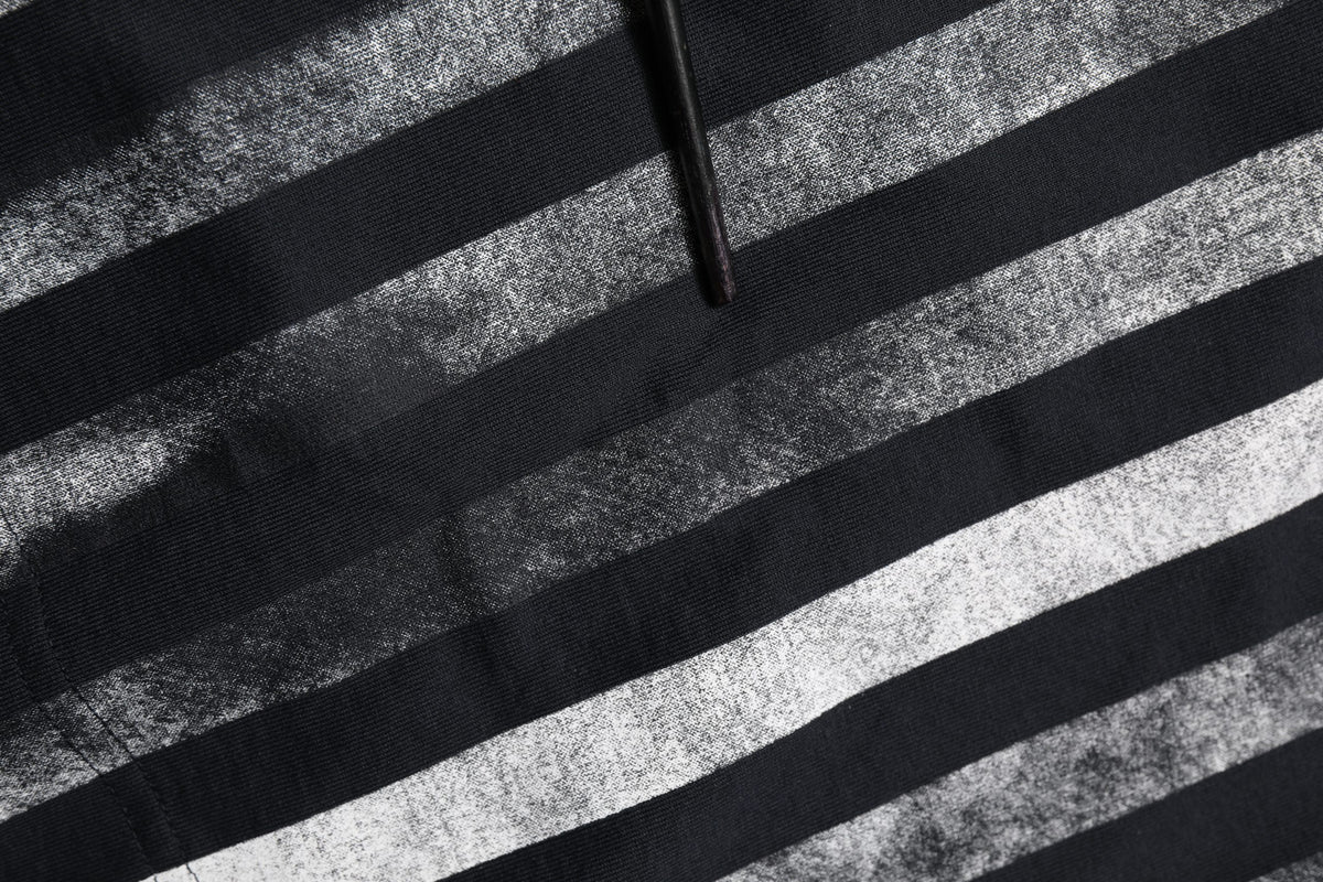 Blue Striped Print Cotton Crew Neck  T-shirt