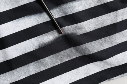 Blue Striped Print Cotton Crew Neck T-shirt