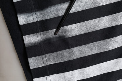 Blue Striped Print Cotton Crew Neck T-shirt