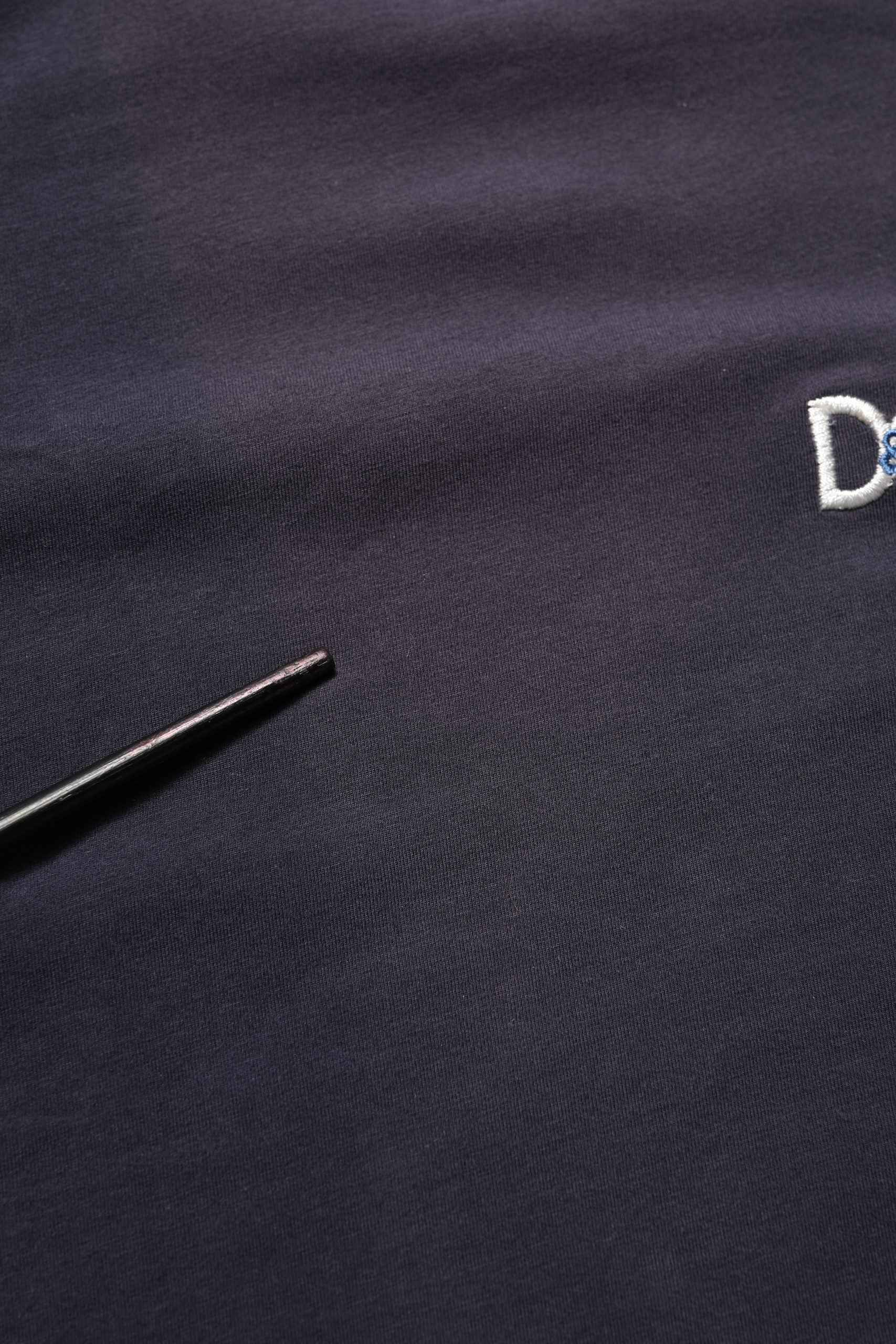 Dark Blue Cotton Stretch Round Neck T-shirt
