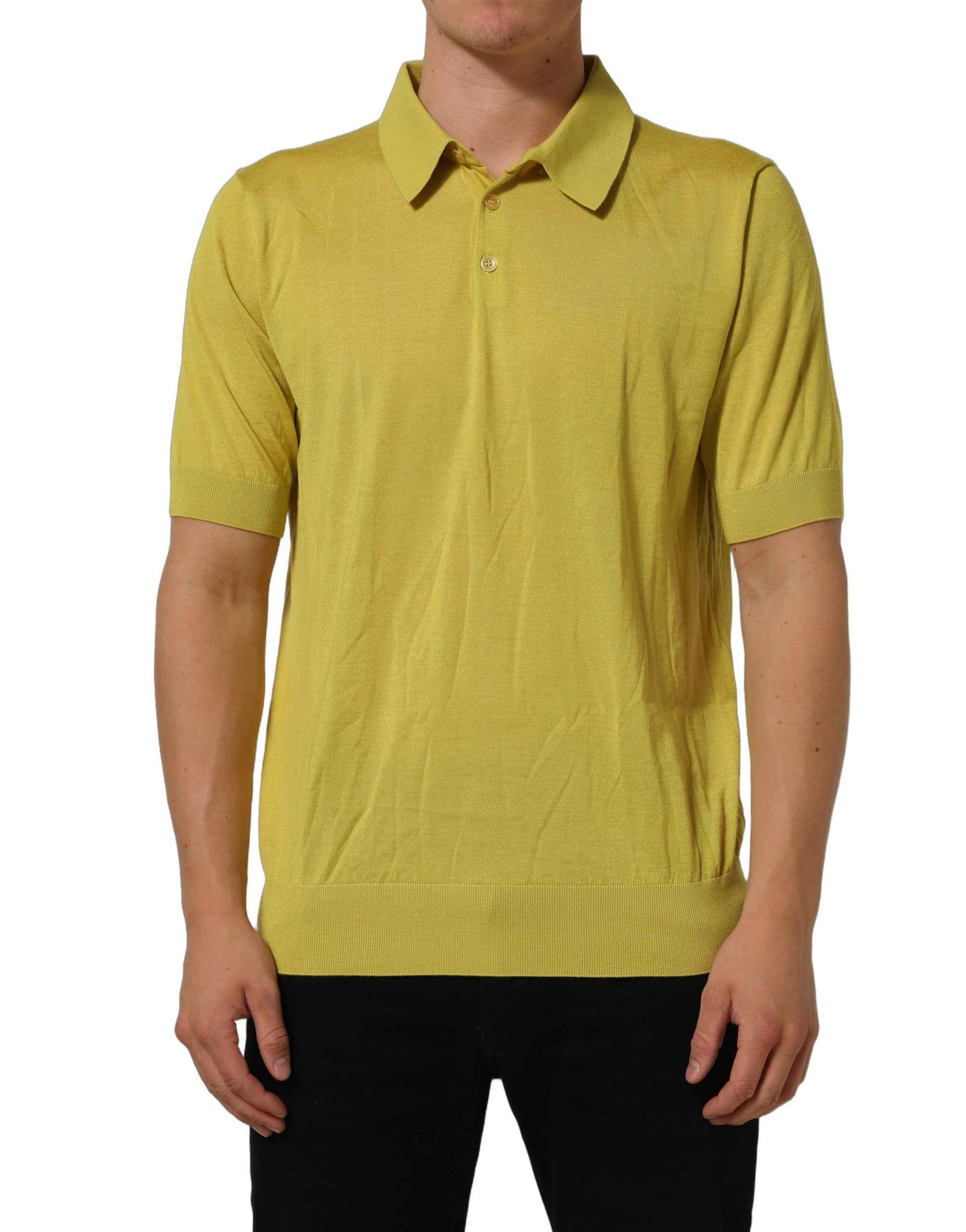 Yellow Cashmere Short Sleeves Polo T-shirt