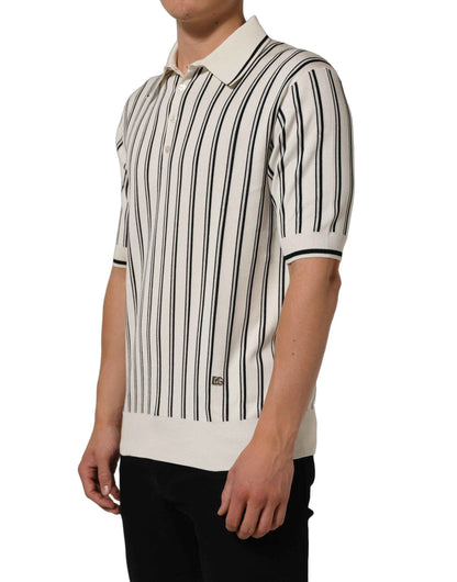 White Black Stripe Collared Polo T-shirt