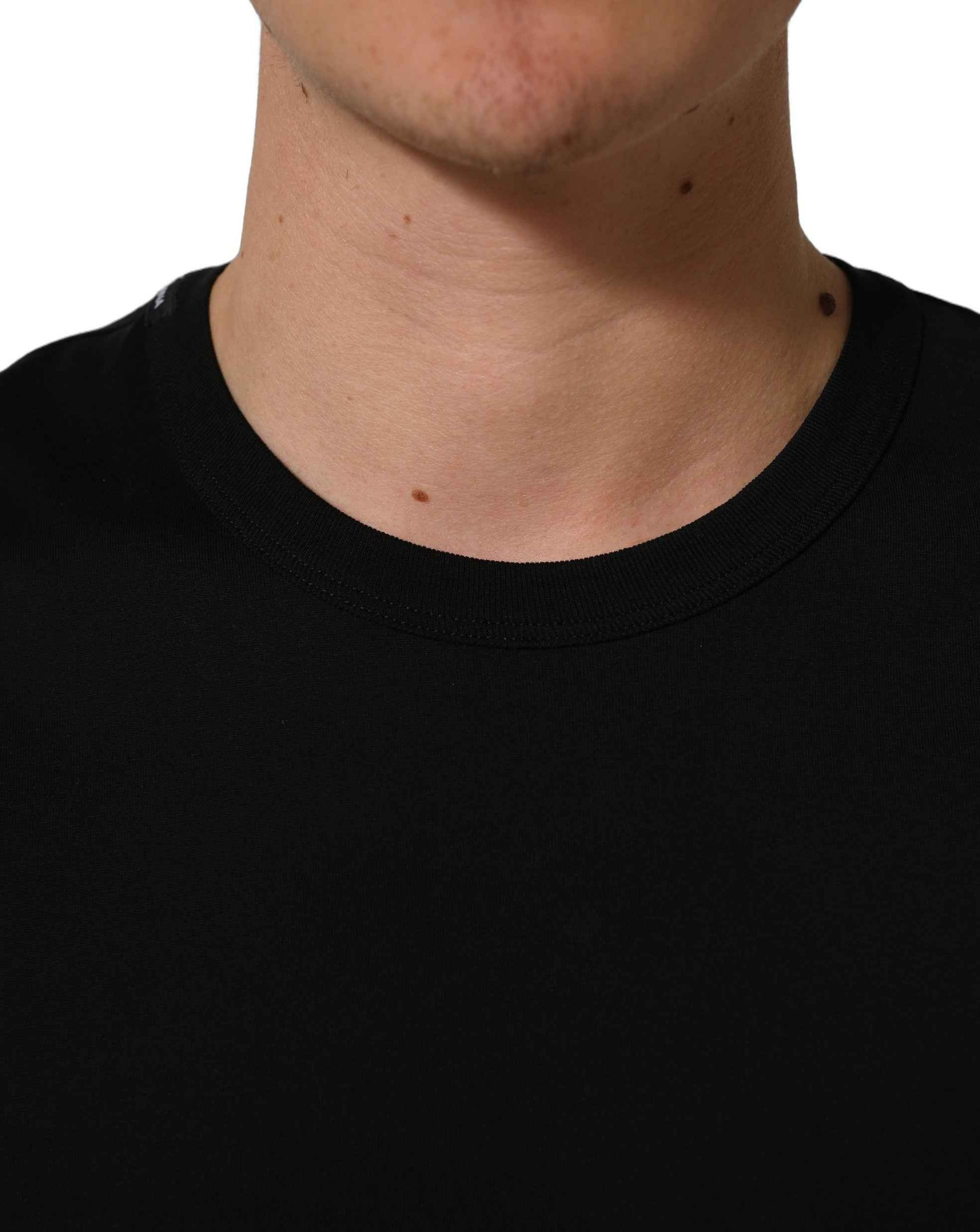 Black Cotton Crew Neck Short Sleeve T-shirt