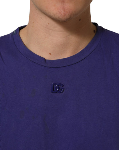 Violet Cotton Crew Neck Short Sleeve T-shirt