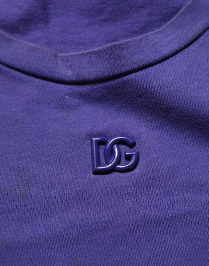 Violet Cotton Crew Neck Short Sleeve T-shirt