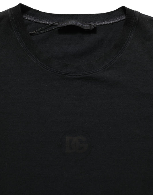 Black Cotton Short Sleeve Crew Neck T-shirt