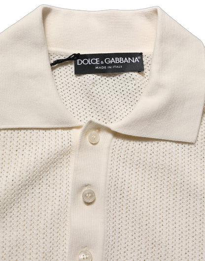 Off White Cotton Collared Men Polo T-shirt
