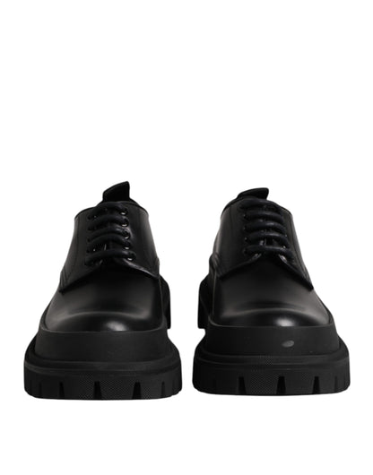 Black Leather Hi-Trekking Derby Shoes