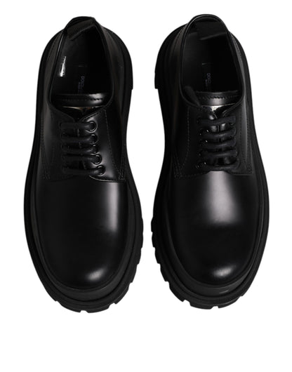 Black Leather Hi-Trekking Derby Shoes