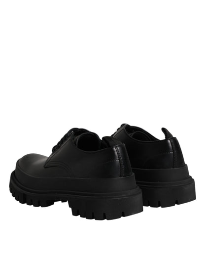 Black Leather Hi-Trekking Derby Shoes