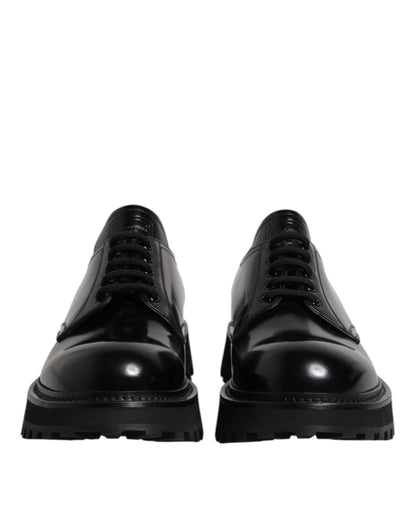 Black Calf Leather Hi-Trekking Derby Shoes